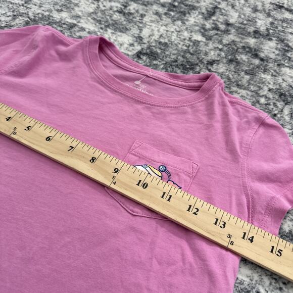 Vineyard Vines Volleyball Girls Shirt Size Small Pink Front Pocket Short Sleeve - Picture 6 of 9